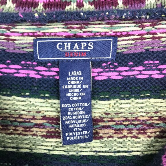 Vintage Chaps Sweater Vest Button Front Collared Fair Isle Preppy Cottagecore - Picture 5 of 10